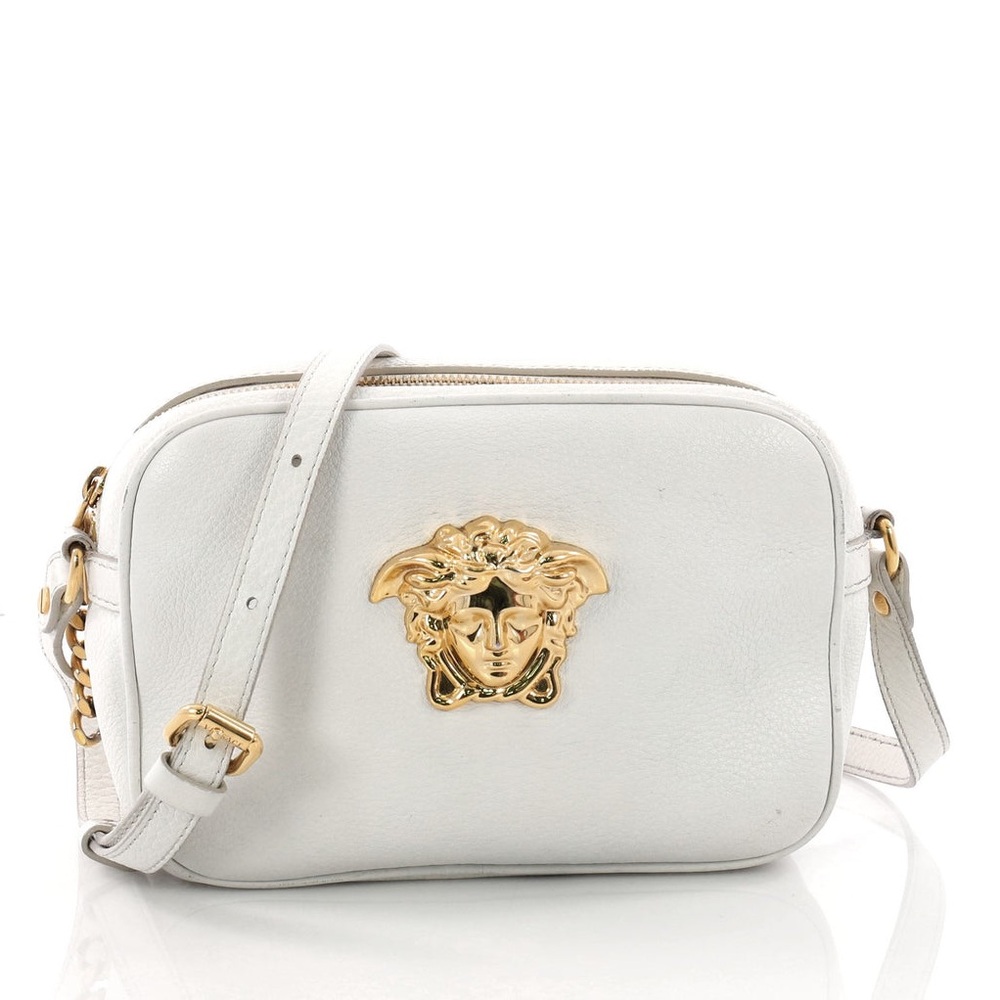 Versace Calfskin Palazzo Medusa Camera Bag White Leather